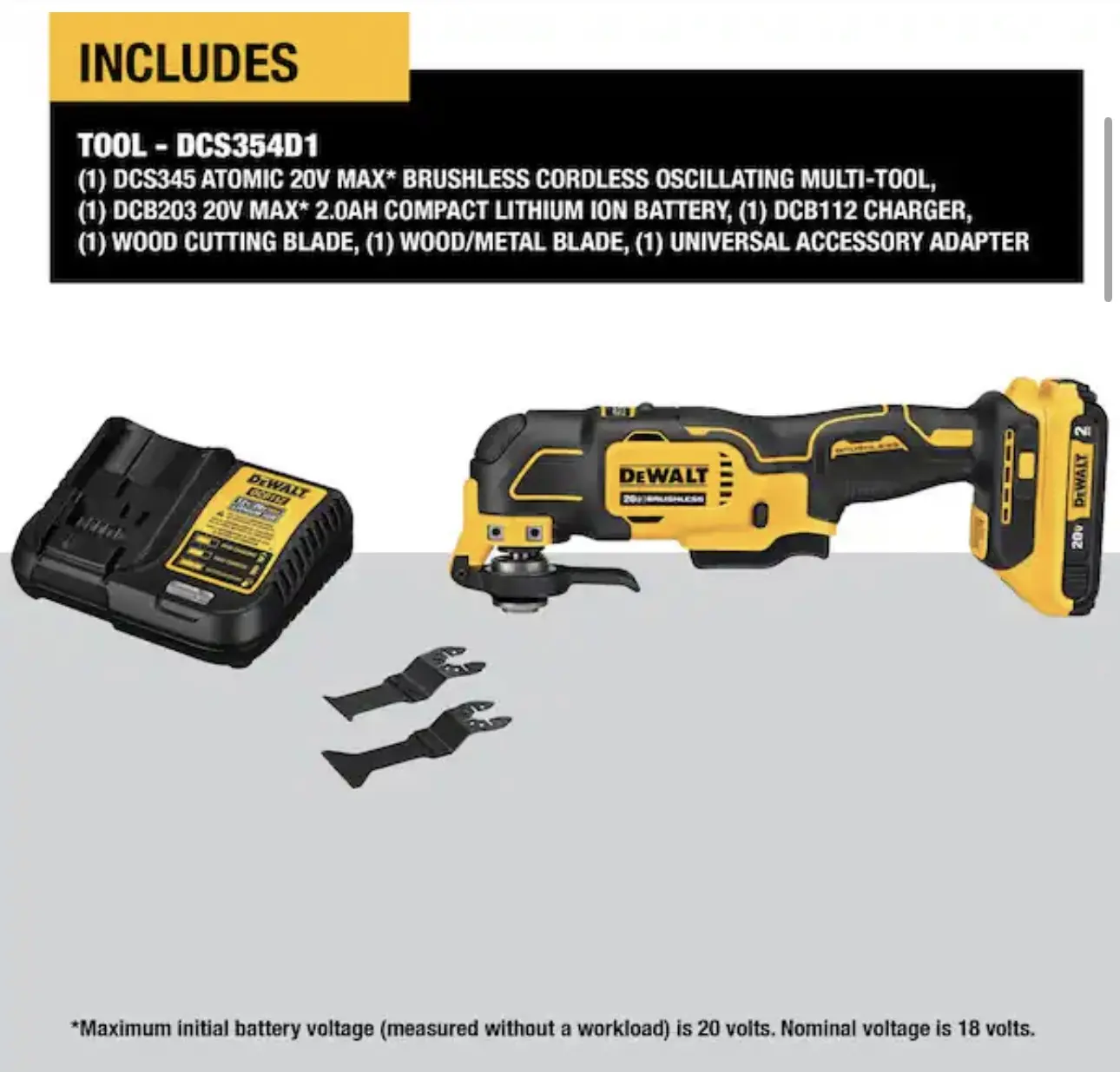 DEWALT 20V MAX XR Cordless Brushless 3-Speed Oscillating Multi Tool with (1) 20V 1.5Ah Battery and Charger