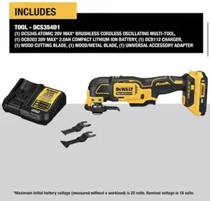 DEWALT 20V MAX XR Cordless Brushless 3-Speed Oscillating Multi Tool with (1) 20V 1.5Ah Battery and Charger