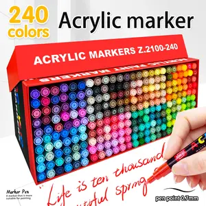 36/60/84/120/168/240 Color Acrylic Paint Markers, 0.7mm Ultra Fine Tip, Strong Coverage, Ideal for Rock Painting Ceramic Wood Plastic Canvas Glass Cards DIY Crafts Art Supplies