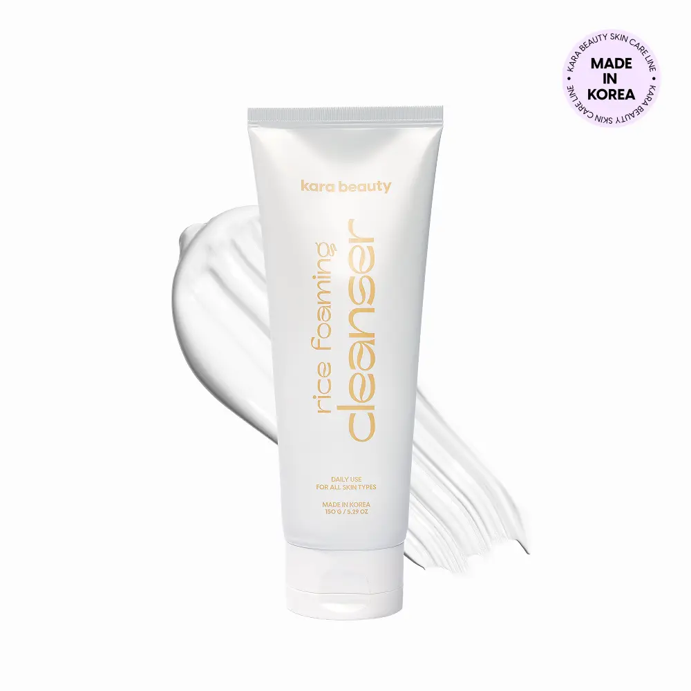 Kara Beauty Rice Foaming Cleanser - Gentle Deep-Cleansing with Rice Bran Extract & 5-Layer Hyaluronic Acid for Brightening & Hydration, Calming Botanical Blend for Oily Combo & Normal Skin - Facial