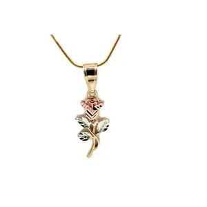 Rose Three Tone Pendant with Necklace (24K Gold Filled)