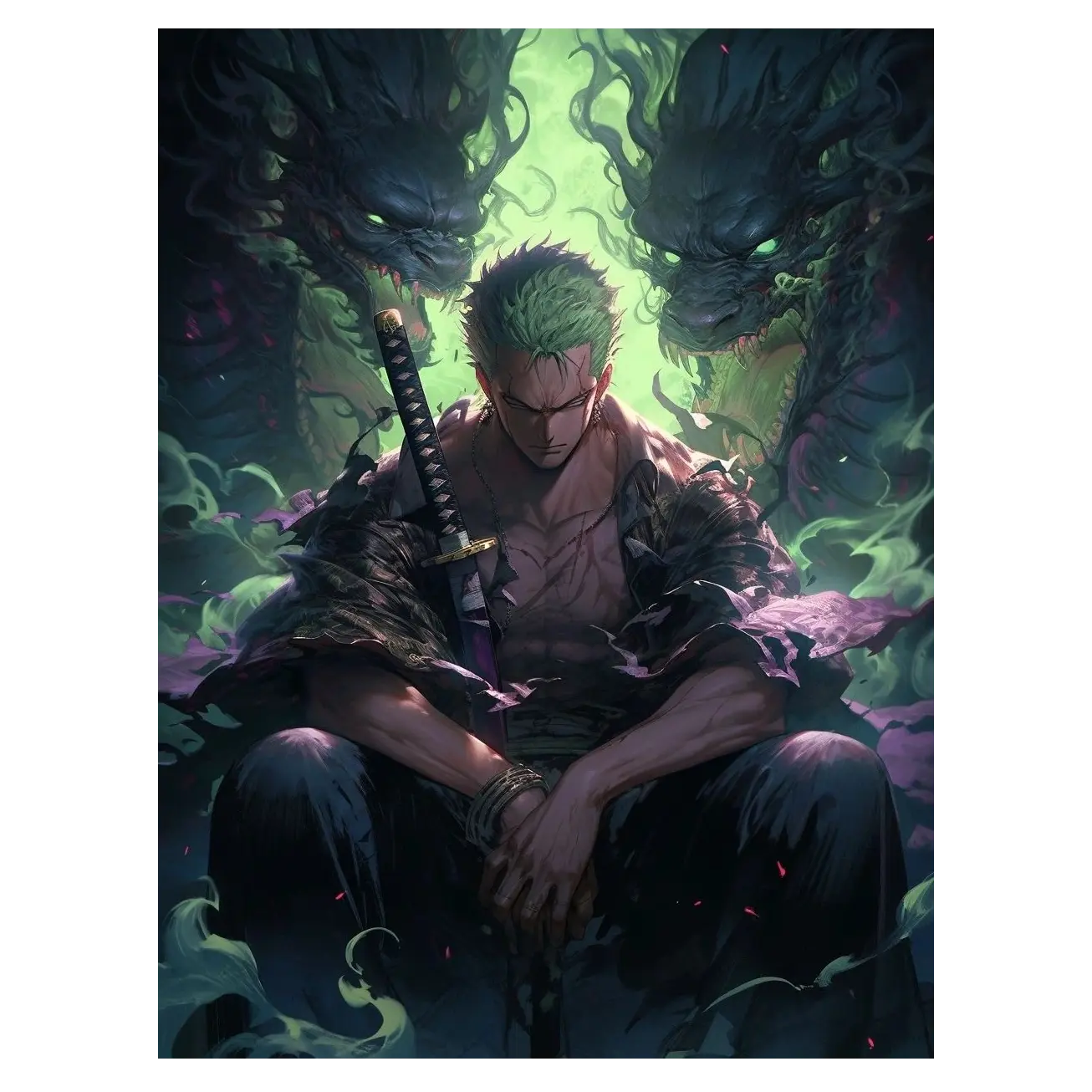 Roronoa Zoro Art Print Anime Poster, Zoro One Piece Anime Manga Posters