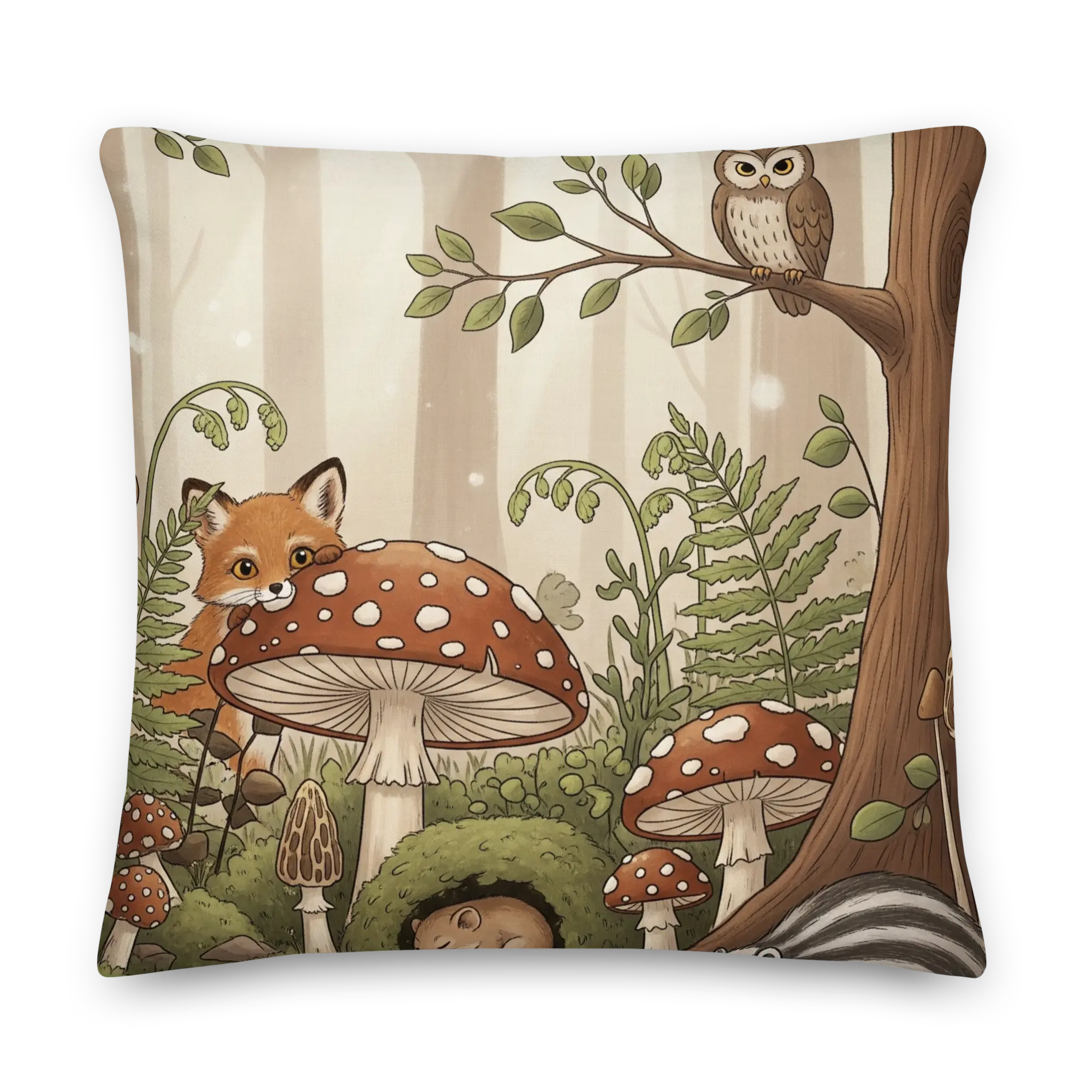 Woodland Forest Mushroom Accent Pillow