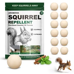 Squirrel Repellent Outdoor Powerful Peppermint Oil Squirrel Repellent Balls, 12-Pack Chipmunk Repellent Peppermint Balls for Outdoor, Pet Safe Formula Squirrel Deterrents for Garden, Patio, Yard