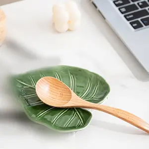 Heat Resistant Ceramic Spoon Holder Anthurium Utensil Rest Kitchen Dining Table Decoration Dishwasher Safe