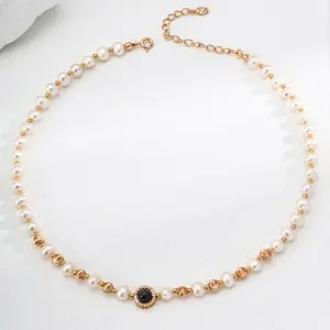 Elegant Vintage Pearl Necklace | Gold Detail Statement Piece