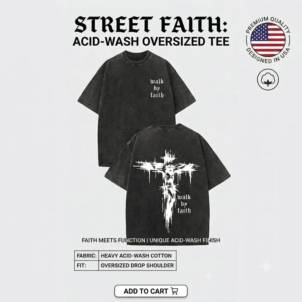 WALK BY FAITH Oversized Tee Faith Over Fear. Strength In God. FAITH MODE Oversized Tee