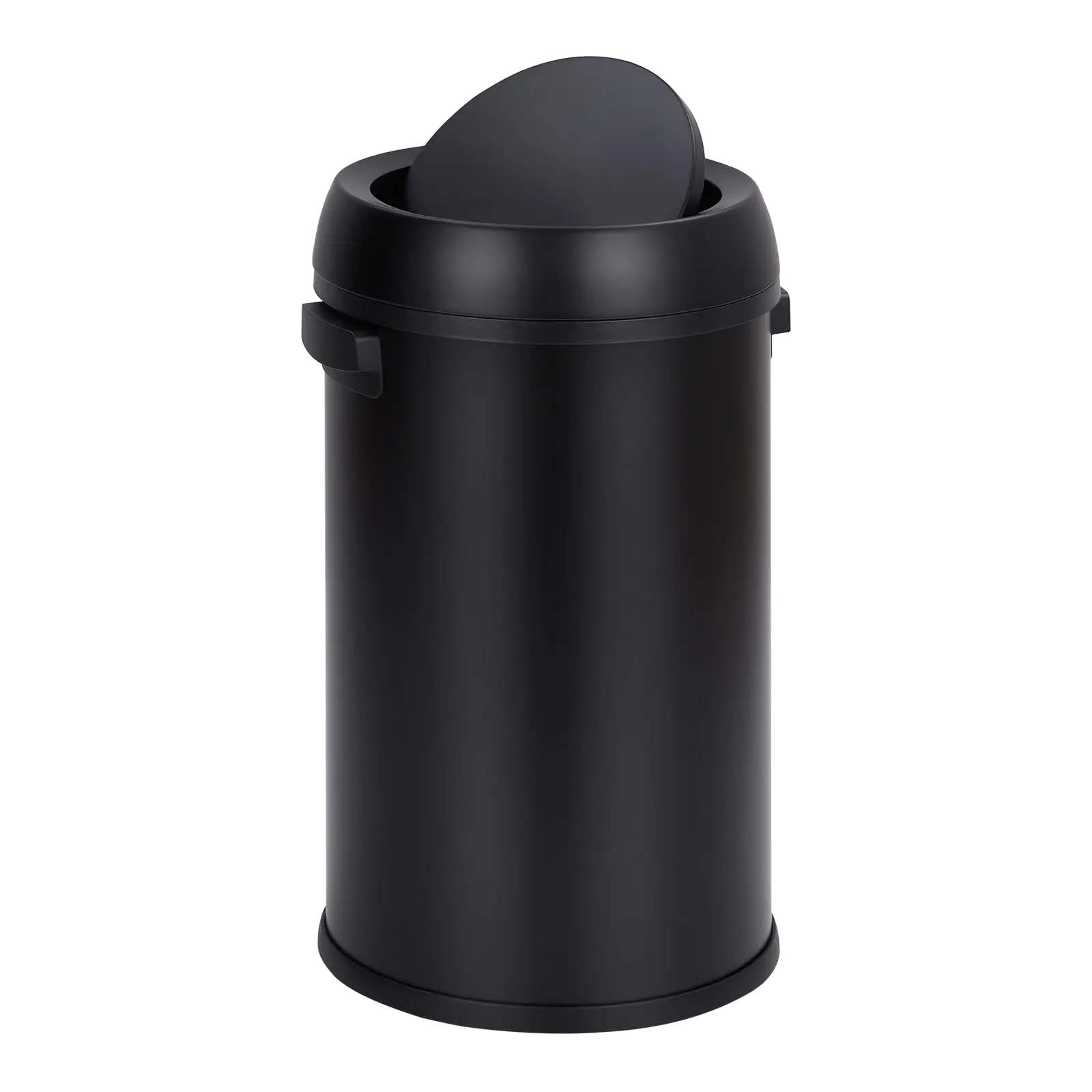 GARVEE 17 Gallon/65 Liter Stainless Steel Swing Top Waste Container, Commercial Grade Round Garbage Can for Outdoor, Home, Office, Restaurant Use, Black Finish