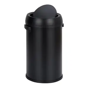 GARVEE 17 Gallon/65 Liter Stainless Steel Swing Top Waste Container, Commercial Grade Round Garbage Can for Outdoor, Home, Office, Restaurant Use, Black Finish