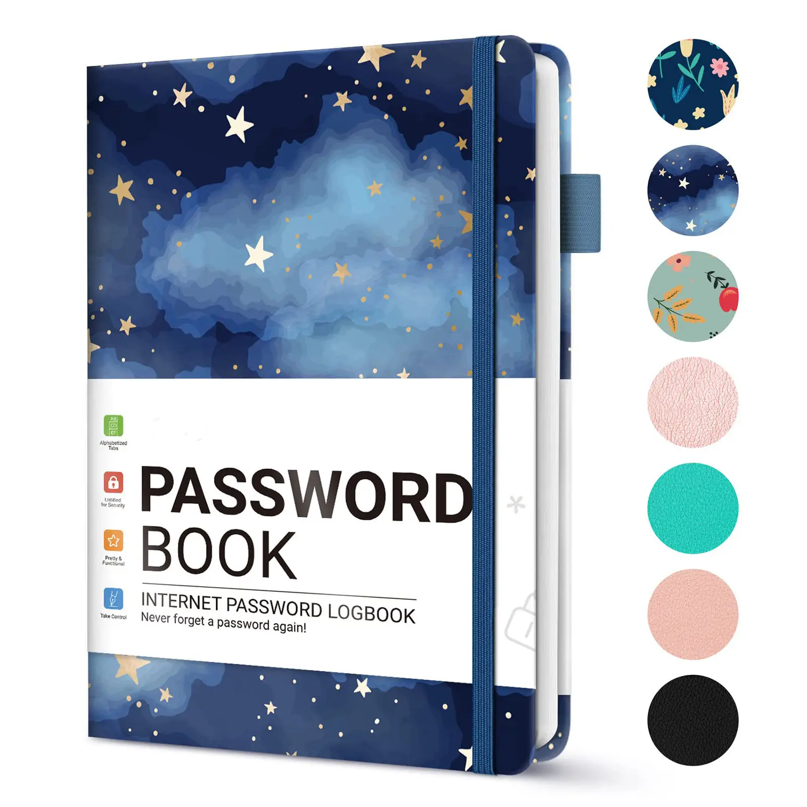 Password Keeper Book with Alphabetical Tabs，Small Password Books for Seniors, Password Notebook for Internet Website Address Log in Detail, Password L