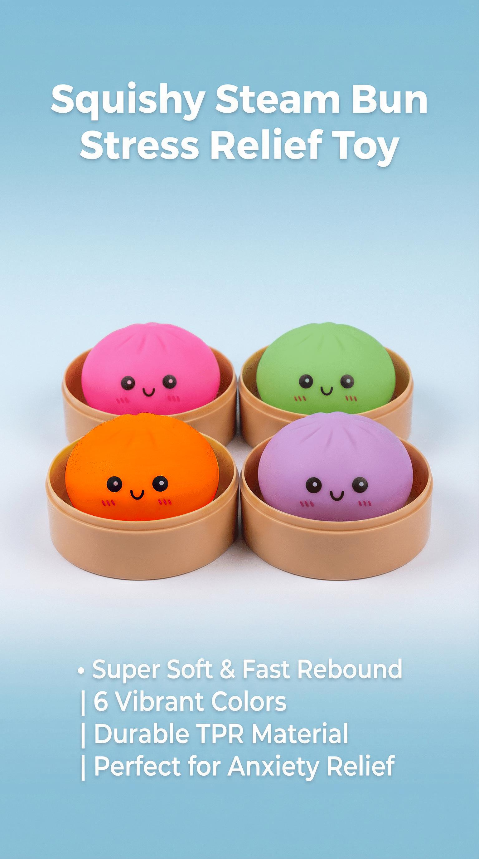 Dumpling Squishies, Glitter Dumpling Mystery Box, Colorful Dumplings Stress Balls Fidget Sensory Toy, Stocking Stuffers with Food Steamer Stretchy Desk Toys