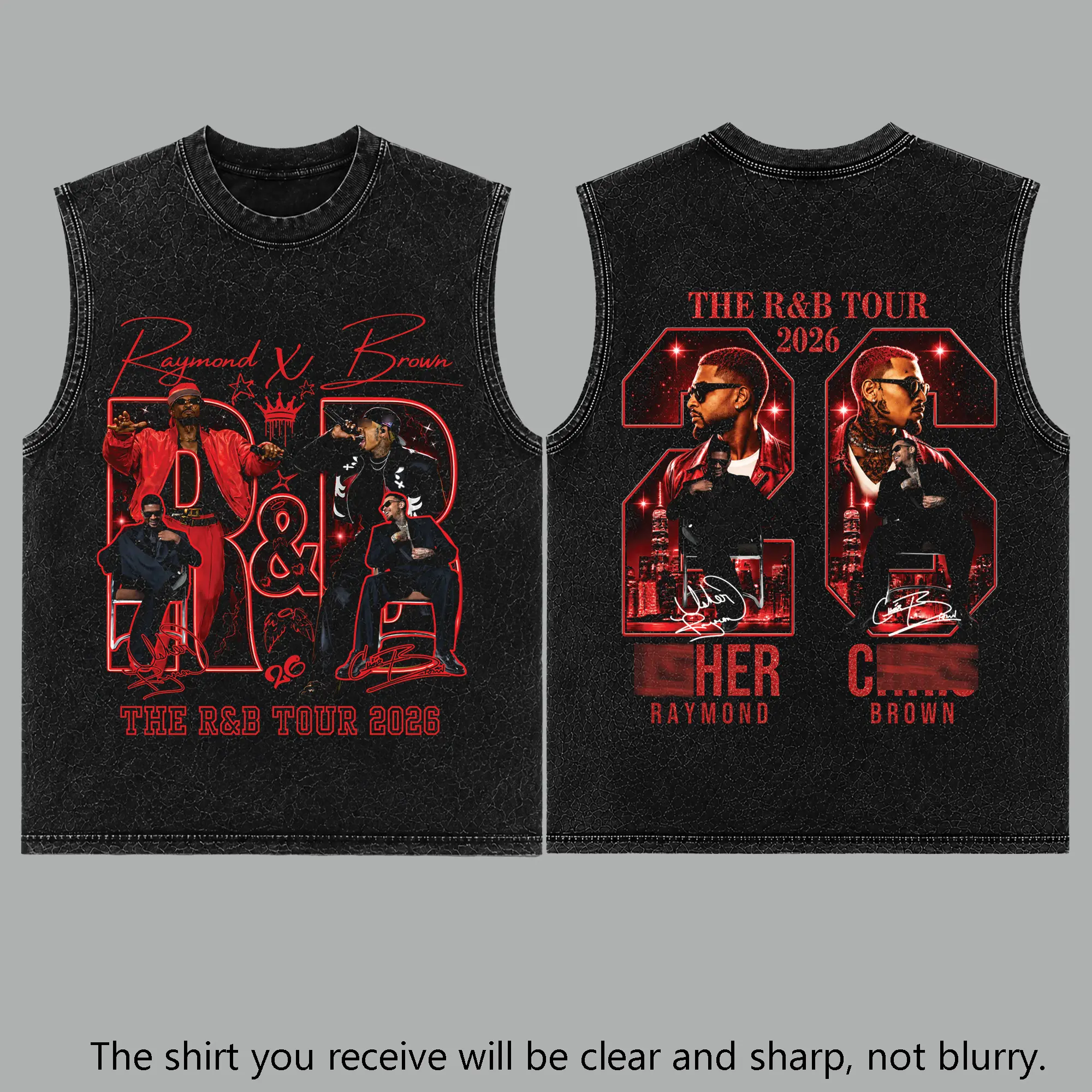 Raymond & Brown The R&B Tour 2026 V40 Premium Acid Washed 100% T-Shirt Tank Top, R&B Music Duo Graphic Tee, Urban Hip Hop Soul Streetwear Shirt, Concert Tour Merch, Gift for R&B Fans, Vintage Music Tee