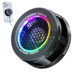 NEEWER BASICS PA069 Magnetic Phone Cooler, Low Noise Cell Phone USB Cooling Fan with Smart Temp Control, RGB Light, Magnetic Ring & Clip Compatible with iPhone 15 16 Pro Max MagSafe Samsung iPad for Gaming