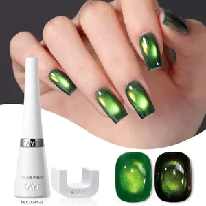 TAYE Reflective Cat Eye Gel Polish Magnetic Nail Polish Tool Set Effortlessly Create Diverse Light and Shadow Effects Gel Nail Polish with Quick-Dry Chrome Shine Long-Lasting Anti-Peel Coating, Valentine's Day Gel Polish Gift for Women Brush Manicure