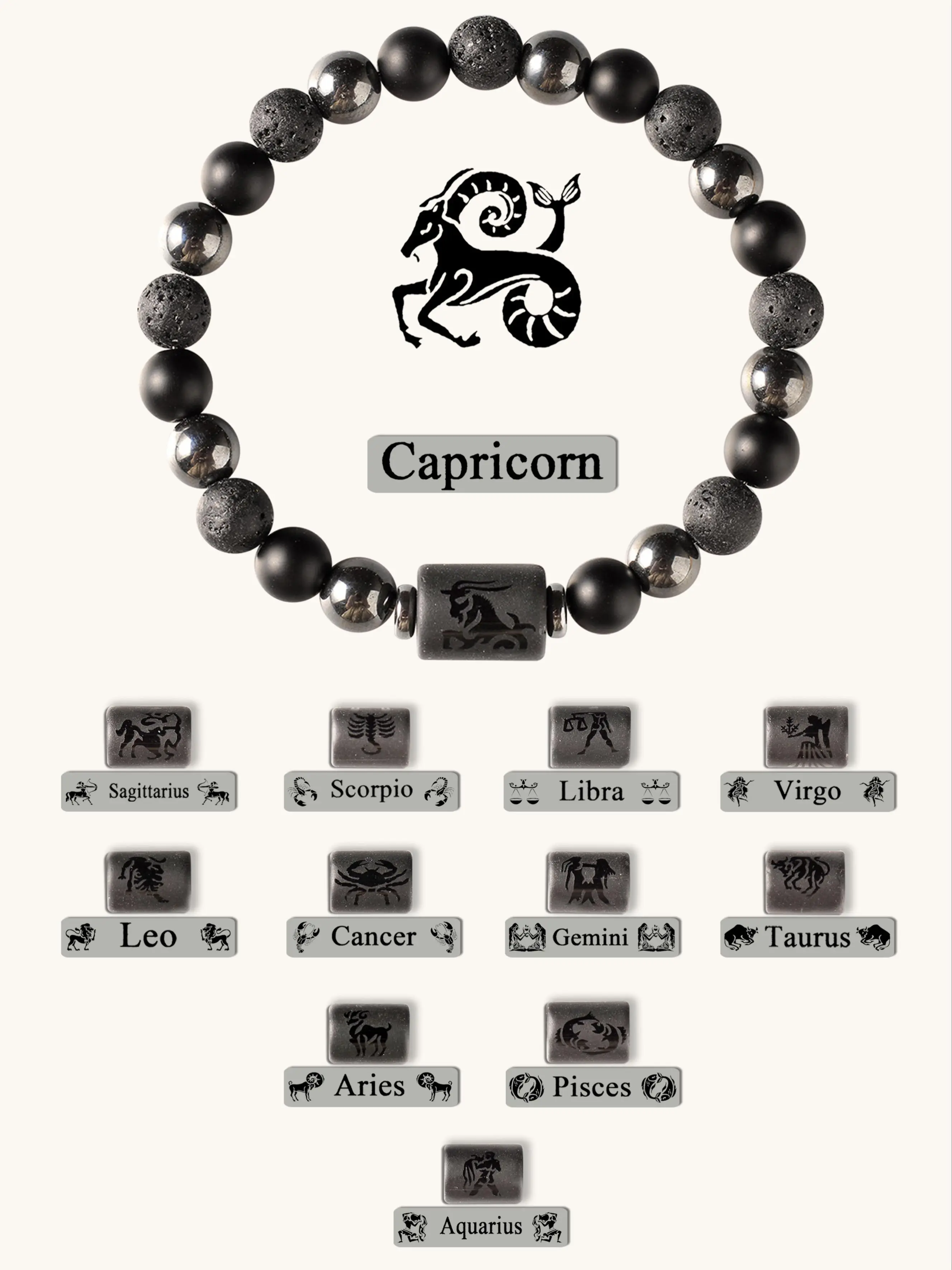 12 Constellation Beaded Crystal Bracelet, Obsidian Handmade Light Luxury Retro High-End Lucky Bracelet, Fashion Accessories for Men & Women, Beaded Bracelets