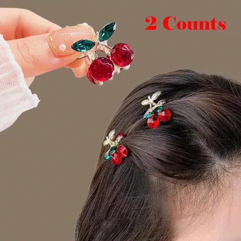 Cute Cherry Decor Hair Claws Set, Super Cute Clips, Colorblock Hair Accessories for Women & Girls, Minimalist Headwear Suitable for Thick Hair