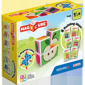 Geomag MagiCube Fruit 4-Piece Magnetic Cubes Building Set, Toddlers & Kids Ages 1.5+, STEM-Endorsed Educational Toy, Swiss-Made, Creativity & Early Learning Fun, 6 Adorable Building Ideas