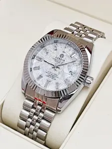Luxury High-End Men's Quartz Watch, European Style Log Series Meteorite Face, Waterproof Calendar Steel Band, Fashion Casual All-Season Watch