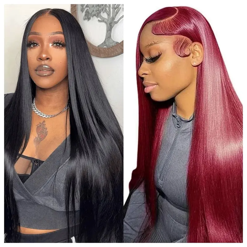 [Live Only & Black Friday Deals Early] 13x4 Straight HD Lace Frontal Human Hair Wigs, 4/27 Ombre Blonde/Natural Color/99j, Straight Lace Front Wigs Human Hair Pre Plucked Bleached Knots
