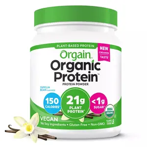 Orgain Organic Vegan Plant Based Protein Powder - Vanilla Bean - 16.32oz: Certified Gluten-Free, Non-GMO, 1-Pack