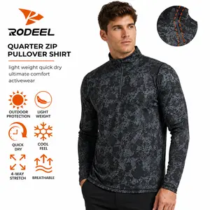 RODEEL 935 Quarter Zip Long Sleeve Shirts Men UPF 50+ Sun UV Protection Lightweight Quick Dry Moisture Wicking Breathable Cooling Activewear for Outdoor Sport Workout Hiking Running Biking Fishing Boating Athleisure Street Fit, summervibes