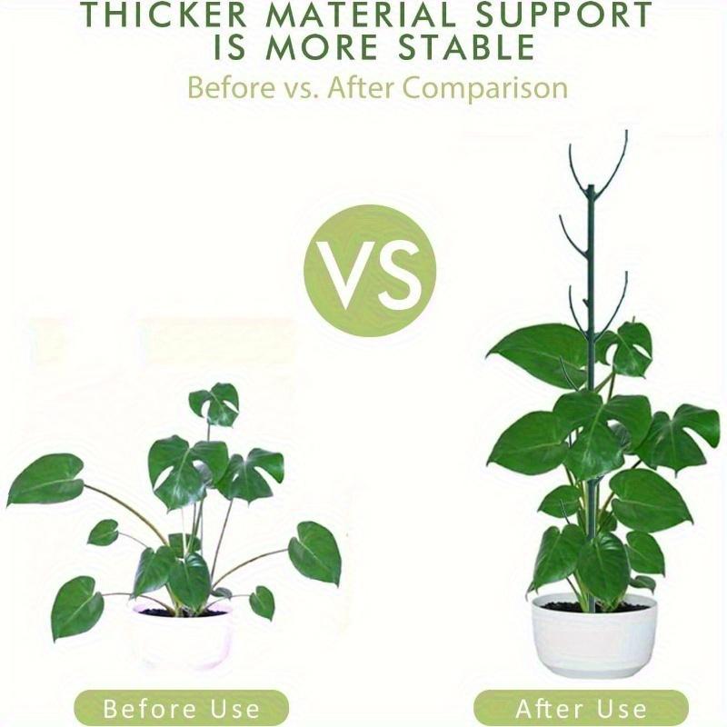 10 Pieces Stackable Plant Support Stakes with 2 Rolls of Tape - Green Plastic Cages for Tree Branch Fencing, Climbing Plants, and Indoor/Outdoor Potted Flowers, Climbing Plant Support|Leaf Design Stake|Durable plastic stakes, plant support clips