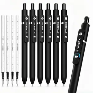 STAGEEK GX3 Fidget Gel Pens, 12 Pack 0.7mm Fine Point, Anxiety-Relieving Black Ink Pens with Click & Spin Clip for Stress, ADHD & Focus，Quick Dry Black Ink Pens, for Journaling, School, Nurse