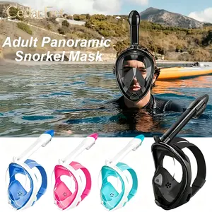 Full Face Snorkel Mask for Adults & Youth - 180° Panoramic View, Latest Dry Top Breathing System, Foldable Diving Mask with Camera Mount, Anti-Leak & Anti-Fog Design Snorkeling Gear