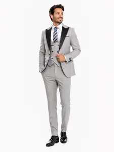 Men's 3-Piece Slim Fit Peak Lapel Tuxedo – Double Breasted Vest | Wedding, Black Tie & Formal Suit