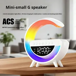 Multifunctional Wireless Speaker with RGB Night Light and Alarm, Wireless Charging, Colorful LED Lights, Colorful Atmosphere Light Effect, Bluetooth-compatible Speaker for Home Decor