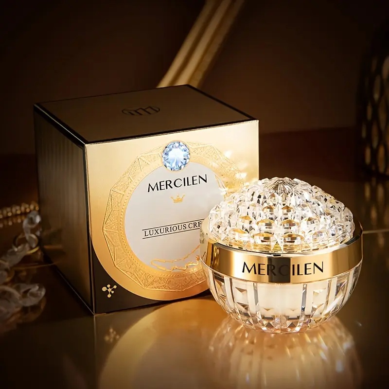 MERCILEN Cordyceps Niacinamide Facial Cream - Alcohol-Free, Moisturizing, Firming Moisturizer for Dry & Sensitive Skin, Luxury Golden Embellished Jar, Elegant Daily Skincare Packaging, Moisture