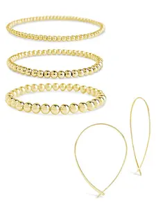 Beaded Bracelet & Delicate Threader Earrings Set
