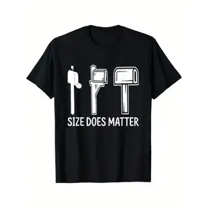 100% Cotton "Mailbox Size Does Matter" Graphic Tee | Funny Postal Worker Gift Unisex Casual Crew Neck Short Sleeve T-Shirt