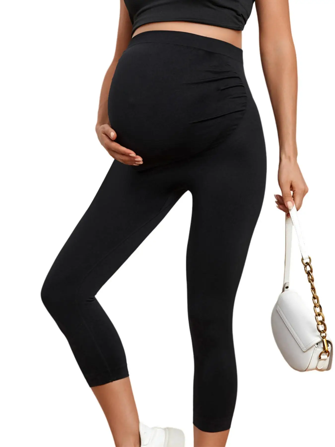 Women's Minimalist Solid Maternity Leggings, Plain High Waist Skinny Pants, Seamless Leggings for Daily Wear, Fashion Casual Maternity Bottoms for Wom