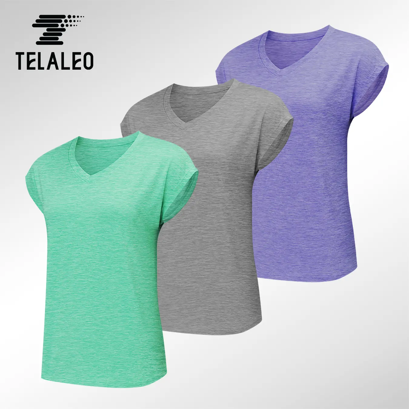 TELALEO 3 value pack soft and comfortable batwing sleeve t-shirt - cationic floral quick-drying fabric summer short-sleeved t-shirt, light gray, green, purple, suitable for casual wear and traveling  dealsforyoudays outdoorfun
