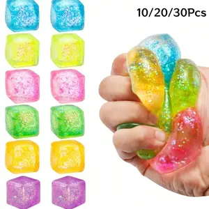 1/2/4 Pack Stress Relief Balls, Squeeze Sensory Toys, Mini Ice Cube Shape, Birthday Christmas School Gift, Random Styles & Colors
