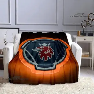 S-Scania logo printed blanket Warm Flannel Blankets Soft and Comfortable Home Travel Blanket bed linings Birthday Gift