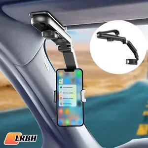 Multifunctional 360° Rotating Phone Sunshade Holder Stand, Compatible with iPhone Samsung Android, Adjustable Car Dashboard Mount