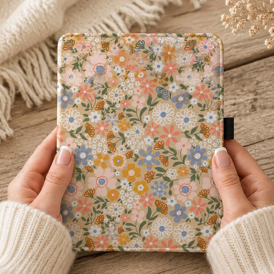Watercolor Floral Kindle Case 12th Gen Paperwhite Protective Cover with Hand Strap and Stand, Bookish Kindle Case 2024 Release