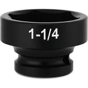 1/2" Drive Stubby  Socket,CR-MO,1-1/4",6-Point,SAE,Radius Corner Design, Axle Nut  Grade Socket for Easy Removal