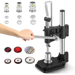 Button Maker, Cloth Cover Button Press with 3 Molds(18 22 28mm), Covered Button Maker Kit with 300Pcs Button Shells