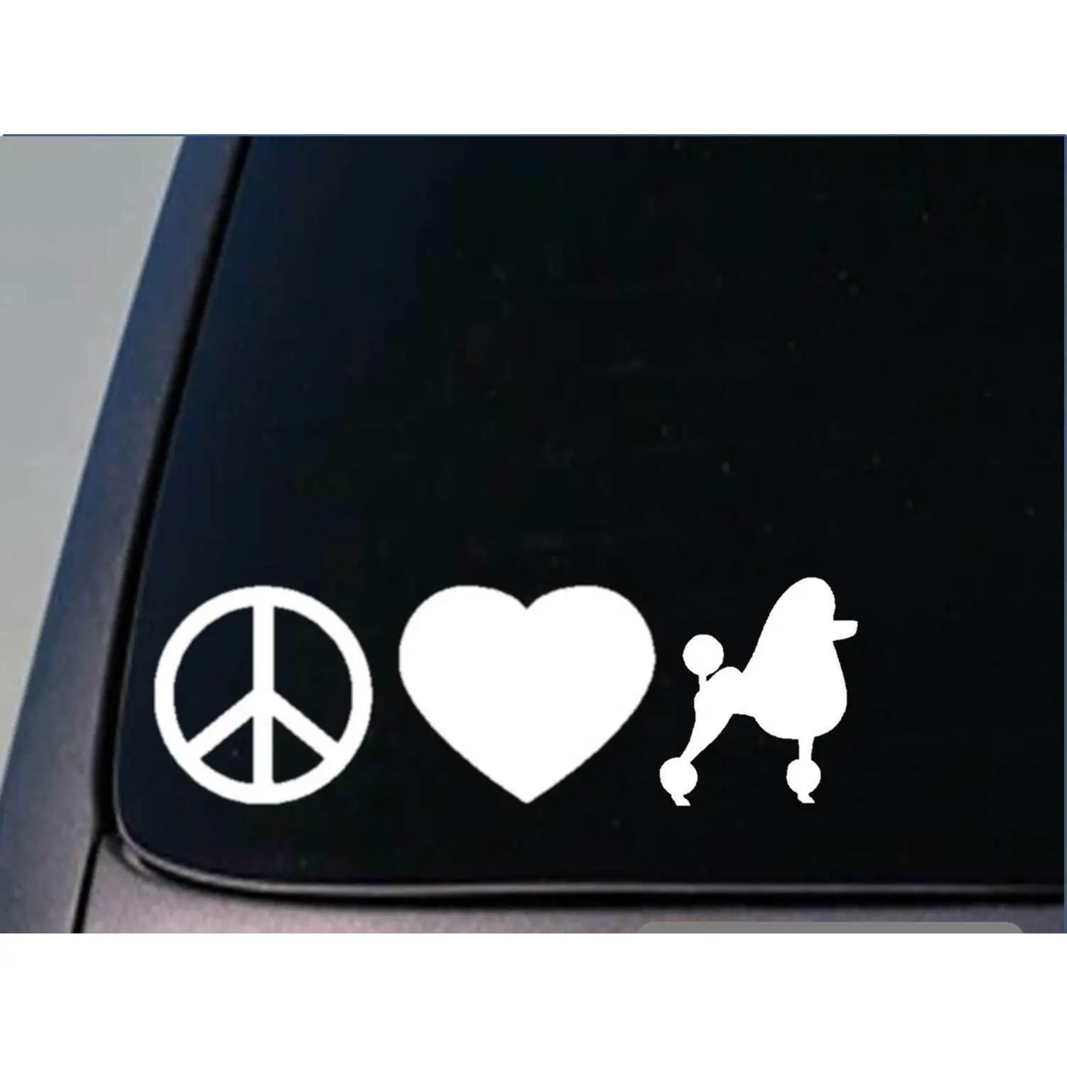 Peace love Poodle sticker *H116* 8" vinyl toy standard groomer