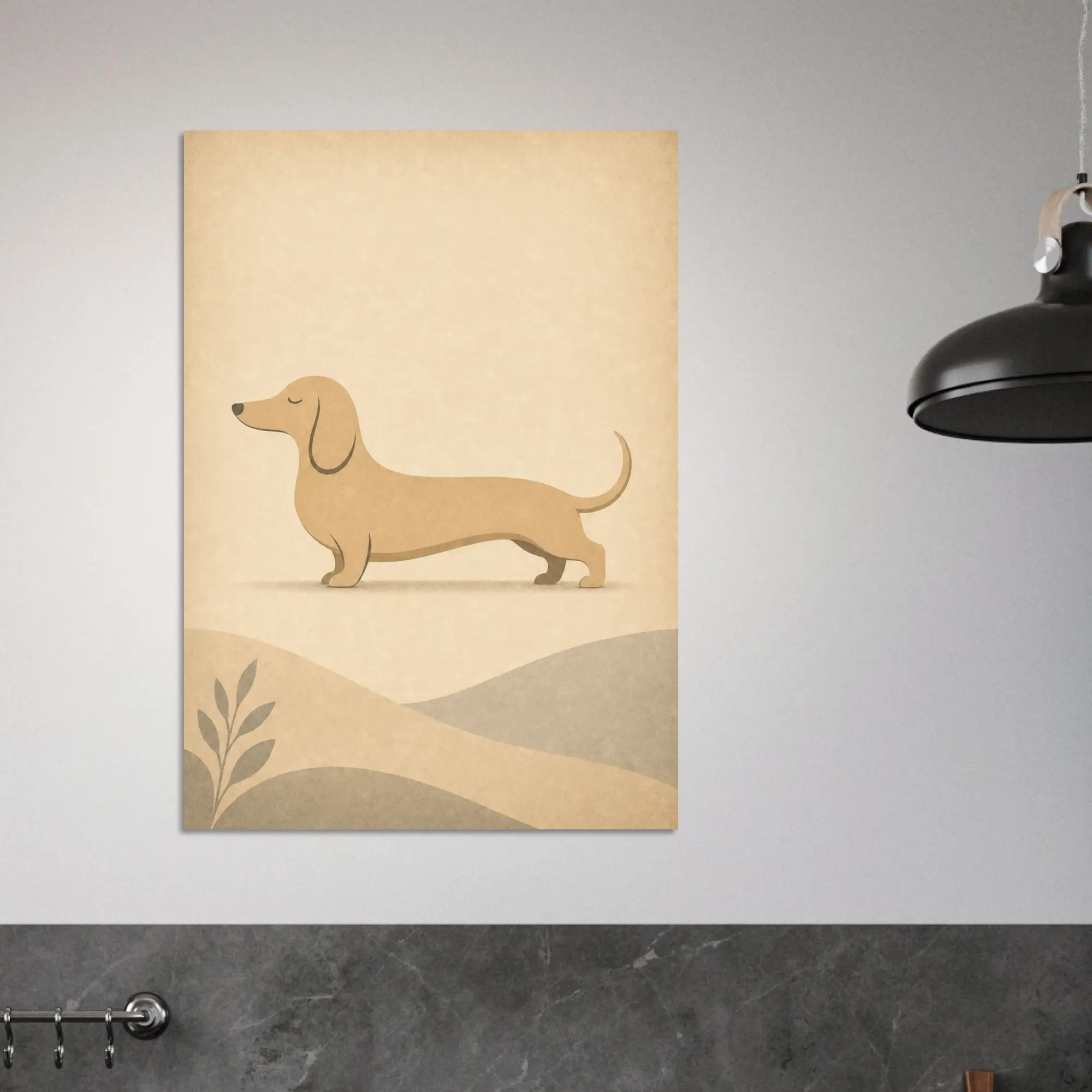 Minimalist Dachshund Poster, Scandi Style Dog Wall Art, Modern Wiener Dog Print, Scandinavian Home Decor