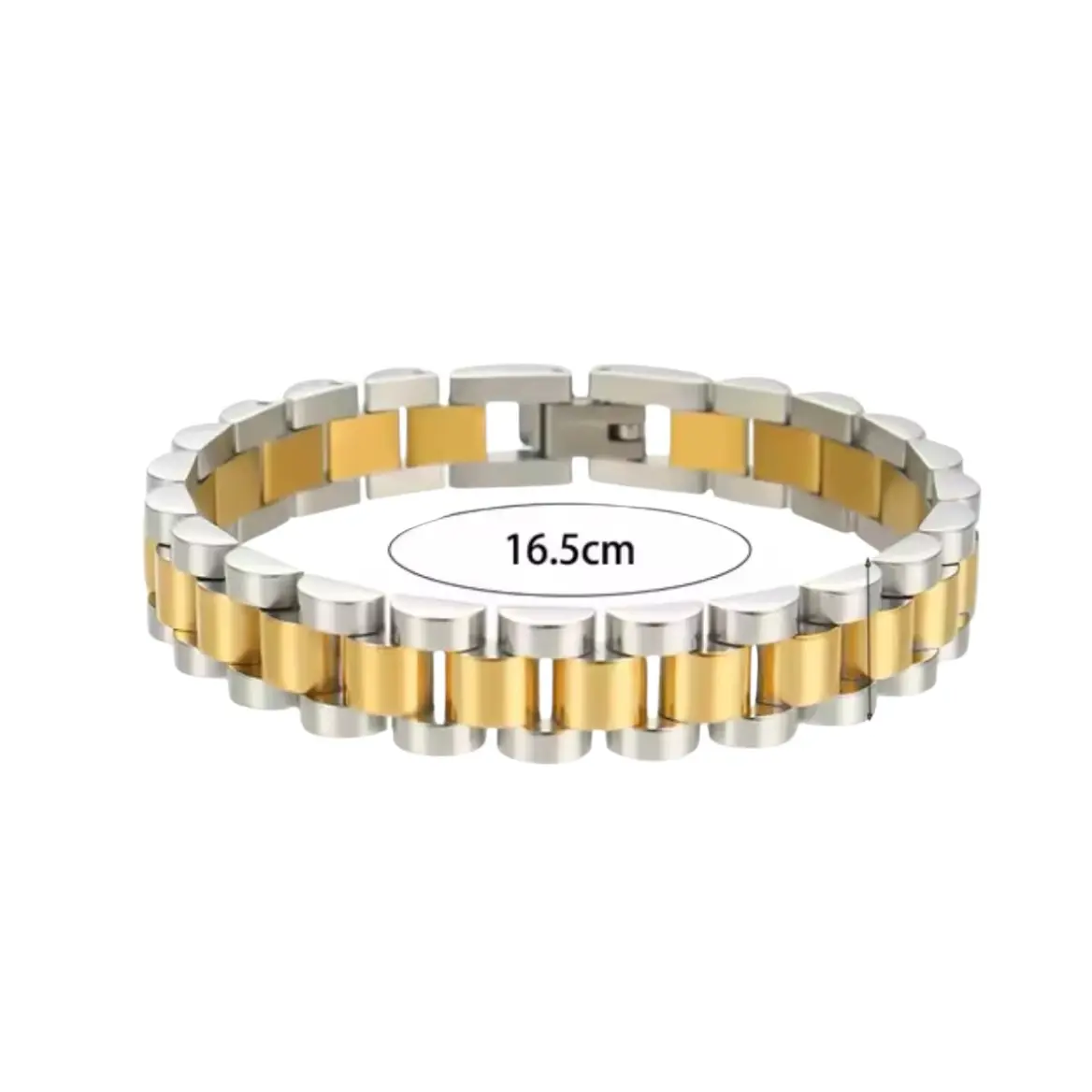 [E11evat8] Two Tone Cuban Link Bracelet
