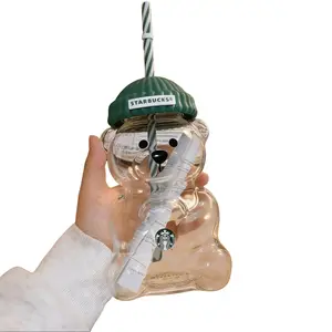 Starbucks Bearista Limited Edition Bear Glass Cold Cup 100% Authentic Rare Drinkware Bottle