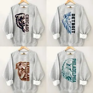 Spirit Animal Sport Grey Graphic Sweatshirt Retro Game Day Athletic Pullover Vintage Casual Crewneck Unisex Classic Comfortable Style Gift For Her, Gift For Him