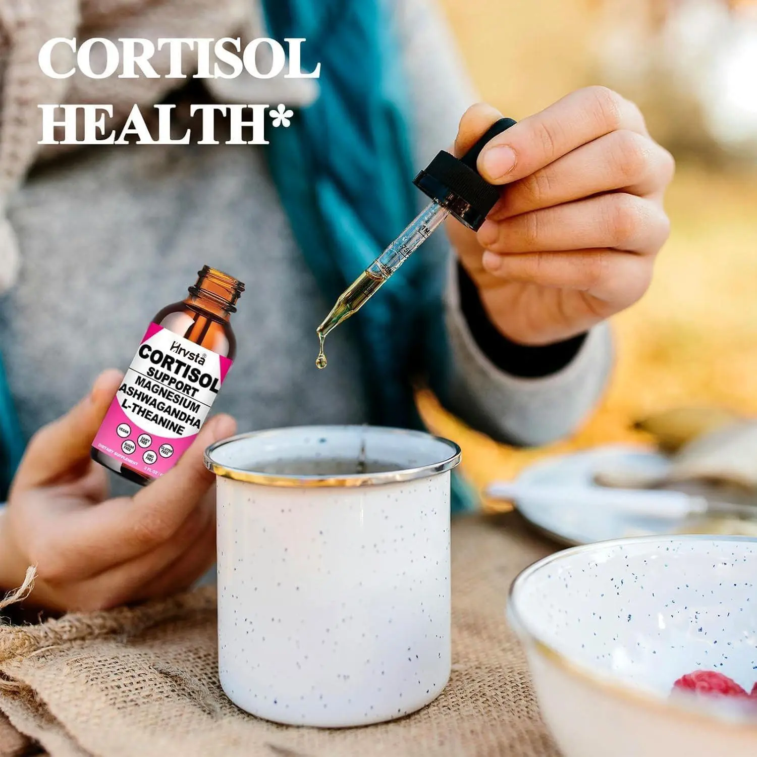 Hrvsta SummerVibes Cortisol Regulation Drops: 17-in-1 Cortisol-Inhibiting  Formula (Featuring KSM-66 Ashwagandha, L-Theanine, Rhodiola, Magnesium, and  Phosphatidylserine)—Designed Specifically for Women to Balance Hormones and Lower  Cortisol
