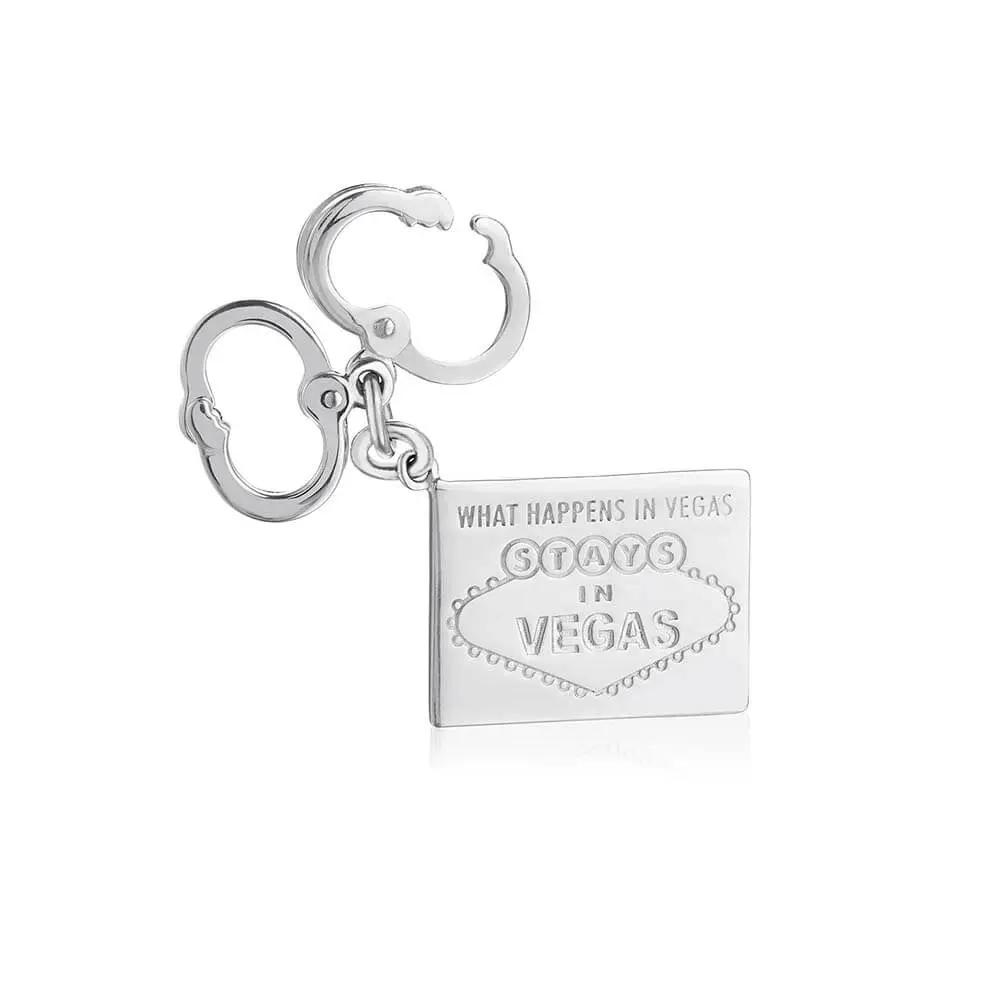 Las Vegas Handcuffs & Sign Charm Silver