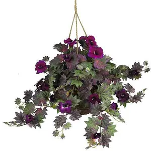 Nearly Natural Morning Glory Hanging Basket Silk Plant