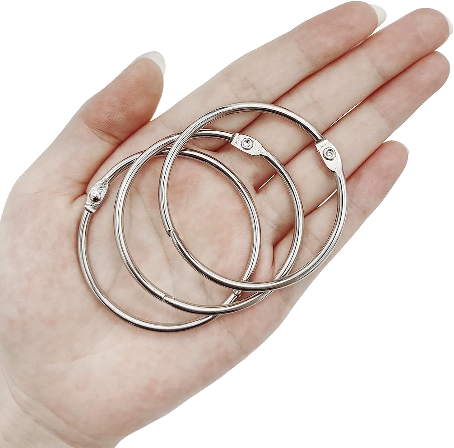 12/24/36 Pack silver metal shower curtain rings without clips, 1.26 inches (3.8 cm) interior diameter, fits up to 1.2 inch rods, heavy-duty rustproof decorative vintage eyelet hangers for drapery, shower curtains, lights, craft projects, and rod hangers.